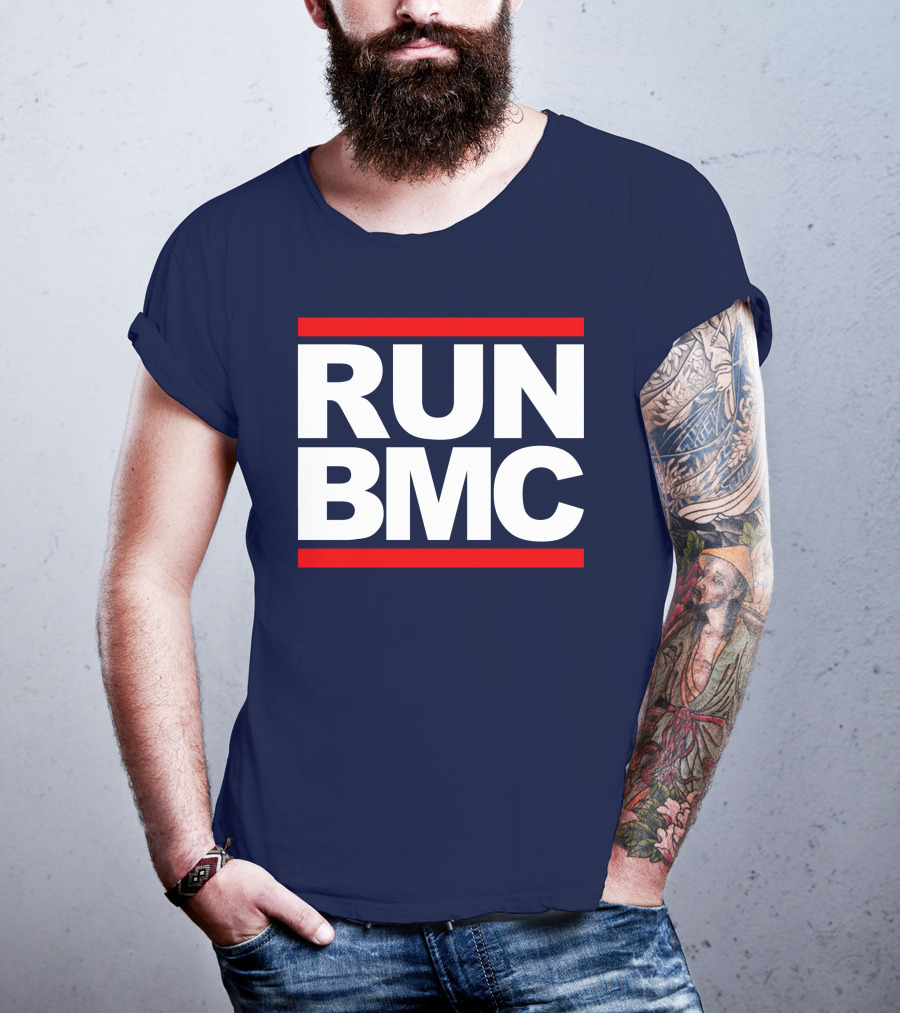 RUN BMC Bold White Text With Red Bars T-Shirt