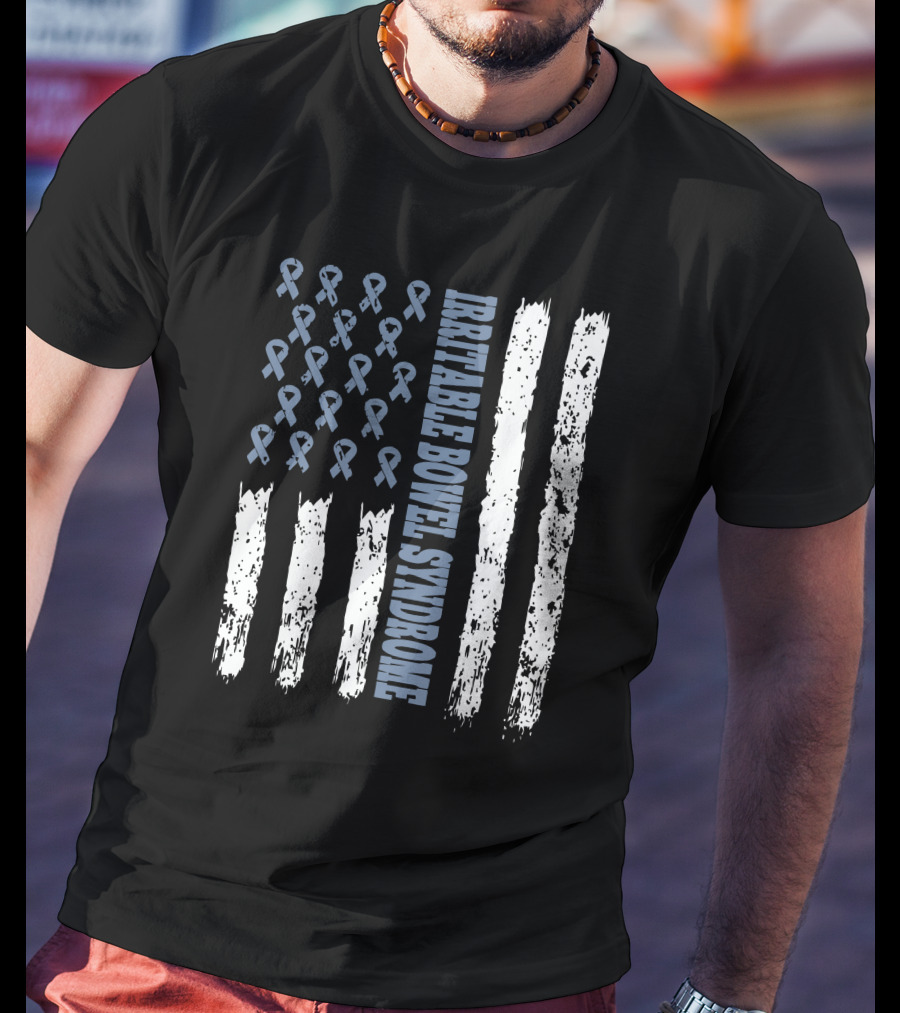 Irritable Bowel Syndrome Awareness Flag With Ribbons T-Shirt