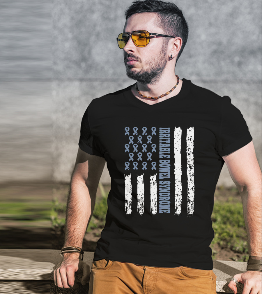 Irritable Bowel Syndrome Awareness Flag With Ribbons T-Shirt