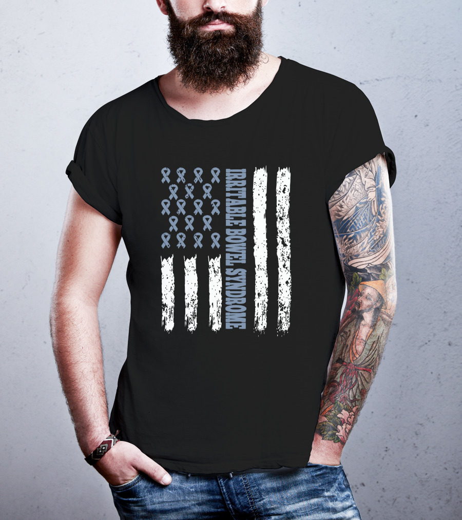 Irritable Bowel Syndrome Awareness Flag With Ribbons T-Shirt
