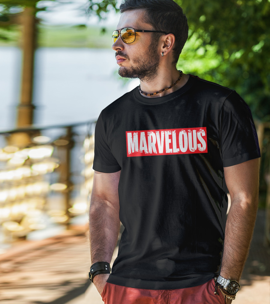 MARVELOUS Bold Red Block Lettering T-Shirt