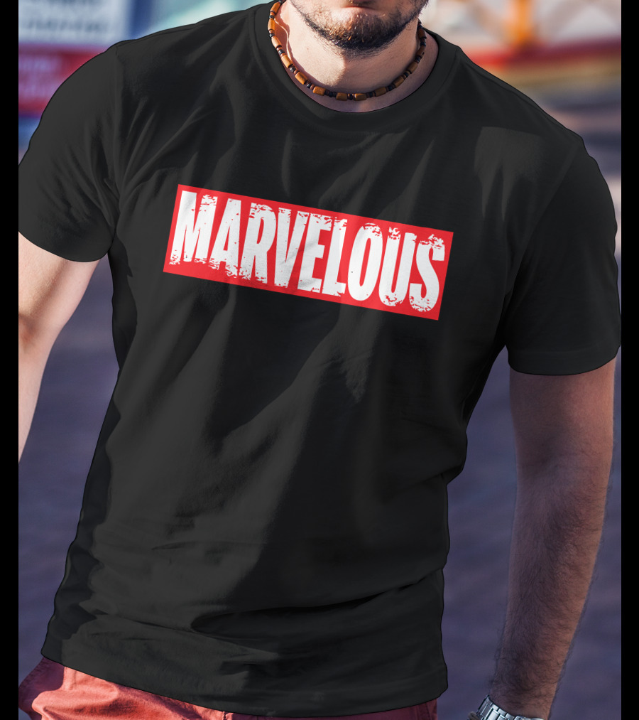 MARVELOUS Bold Red Block Lettering T-Shirt