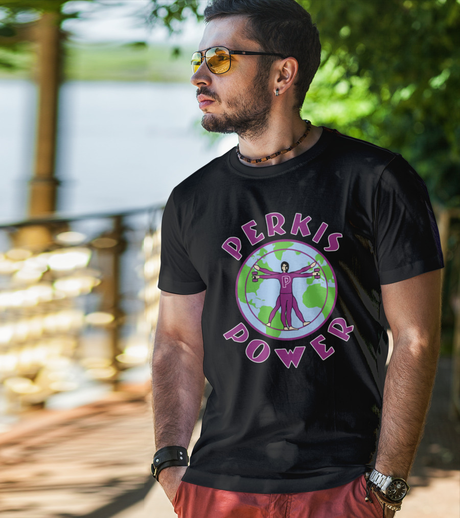 Perkis Power Camp Hope Fitness Icon With World Background T-Shirt