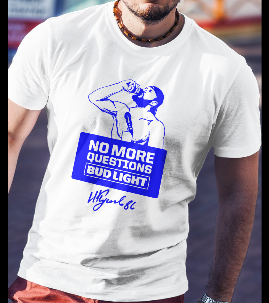 Nikita Kucherov No More Questions Bud Light 86 Logo Blue T-Shirt