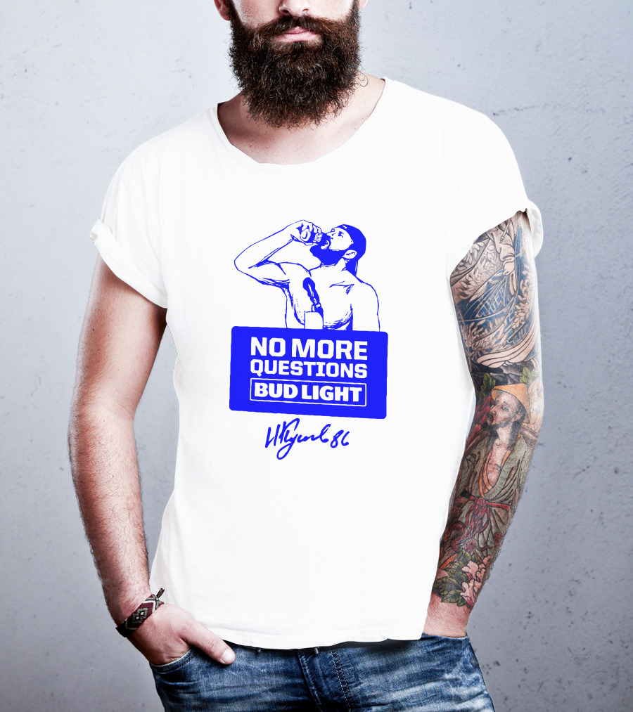 Nikita Kucherov No More Questions Bud Light 86 Logo Blue T-Shirt
