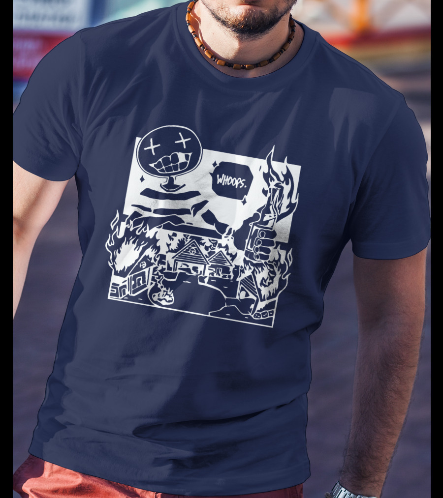 Offcanny Merch Shop Whoops Burning Houses Scene T-Shirt