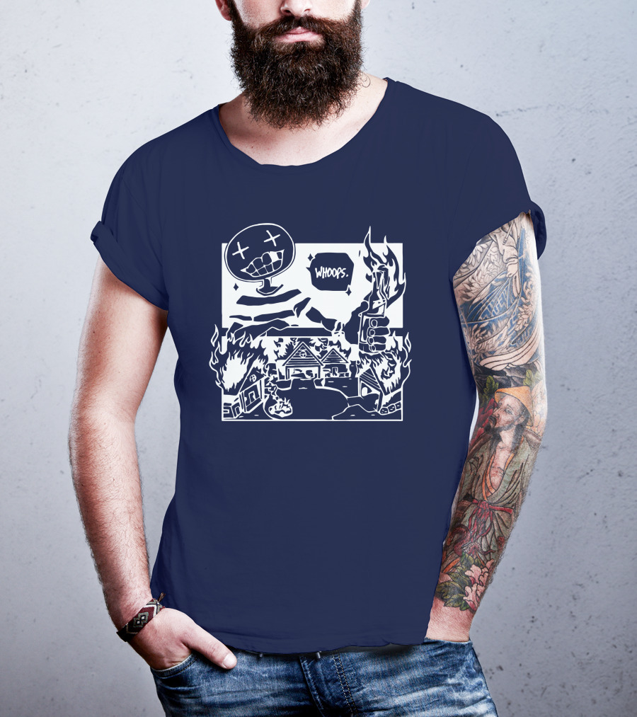 Offcanny Merch Shop Whoops Burning Houses Scene T-Shirt