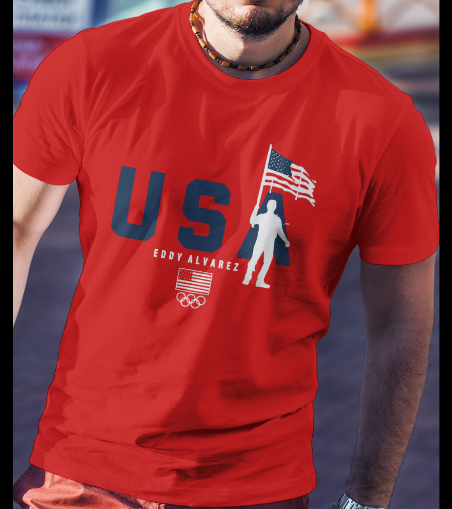 USA Eddy Alvarez Olympic Flag Bearer T-Shirt