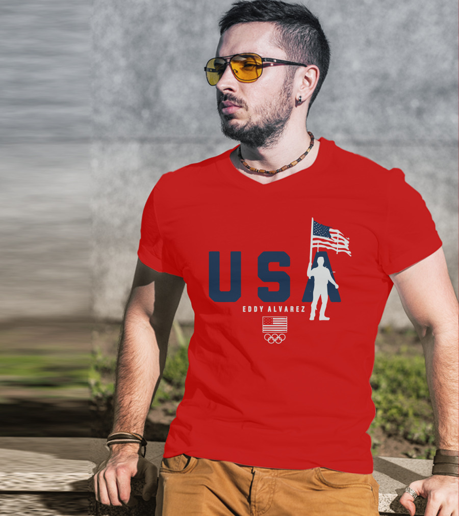 USA Eddy Alvarez Olympic Flag Bearer T-Shirt