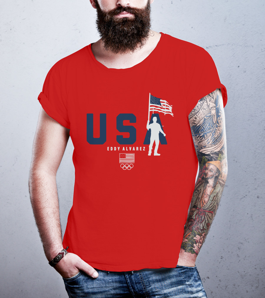 USA Eddy Alvarez Olympic Flag Bearer T-Shirt