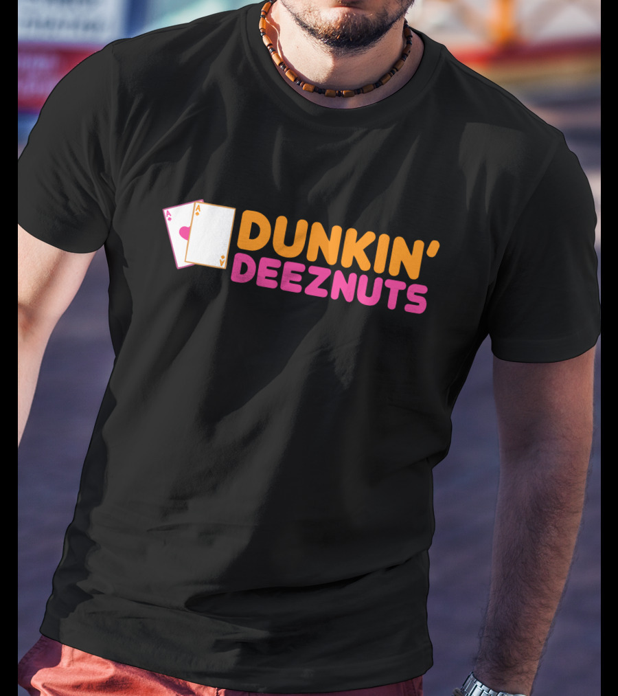 Dunkin Deez Nuts Pocket Aces Playing Cards Humor T-Shirt