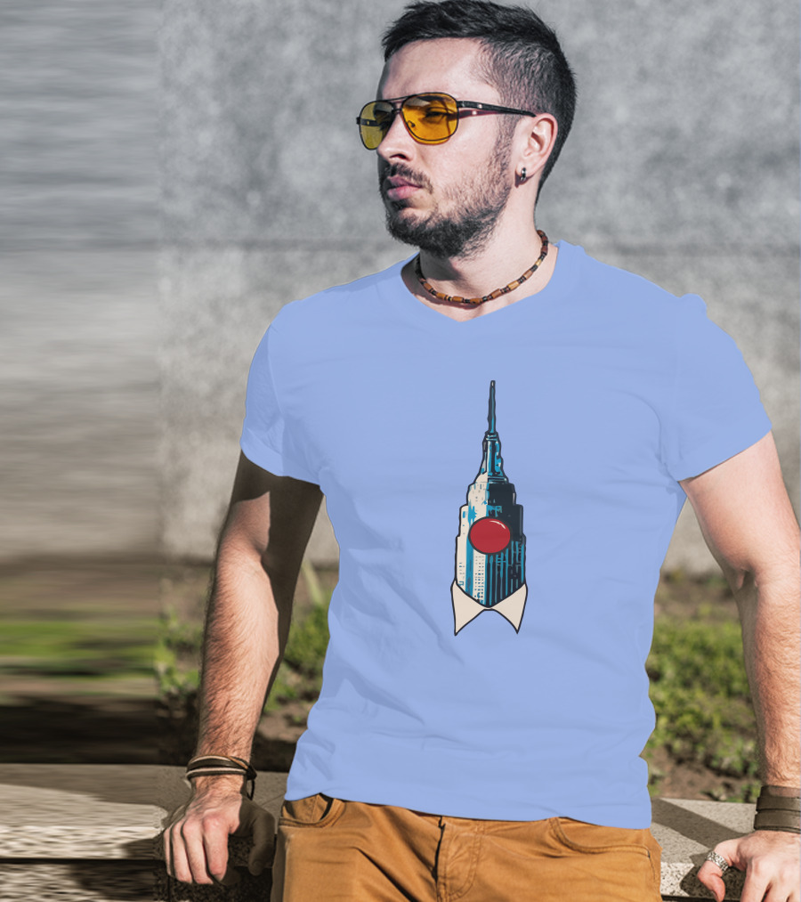 Dave Portnoy The Empire State Building Clown Shirt Blue Background T-Shirt