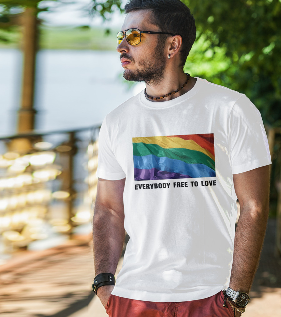 Everybody Free To Love Pride Rainbow Flag T-Shirt