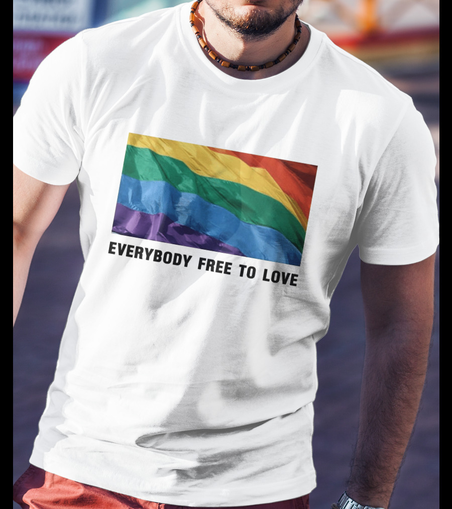 Everybody Free To Love Pride Rainbow Flag T-Shirt