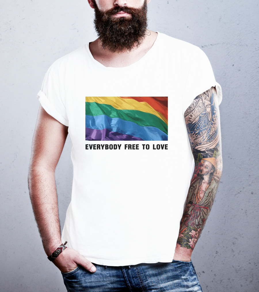 Everybody Free To Love Pride Rainbow Flag T-Shirt