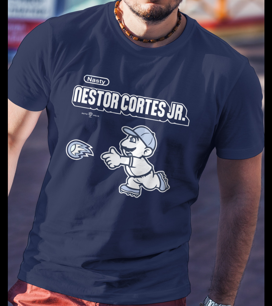 Nasty Nestor Cortes Jr. Cartoon Baseball New York Roto Wear T-Shirt