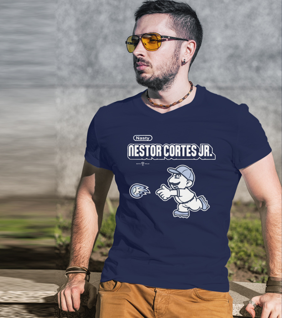 Nasty Nestor Cortes Jr. Cartoon Baseball New York Roto Wear T-Shirt