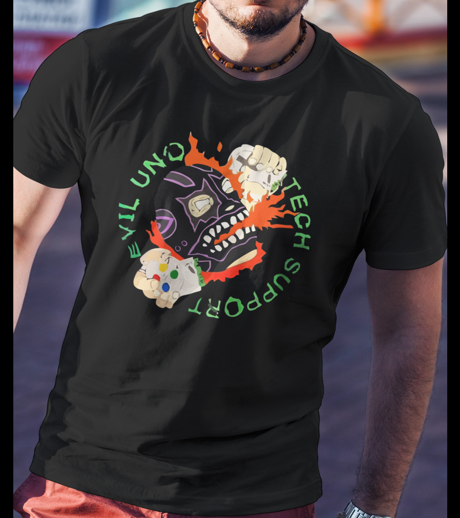 Evil Uno Tech Support AEW Mask And Game Controller T-Shirt