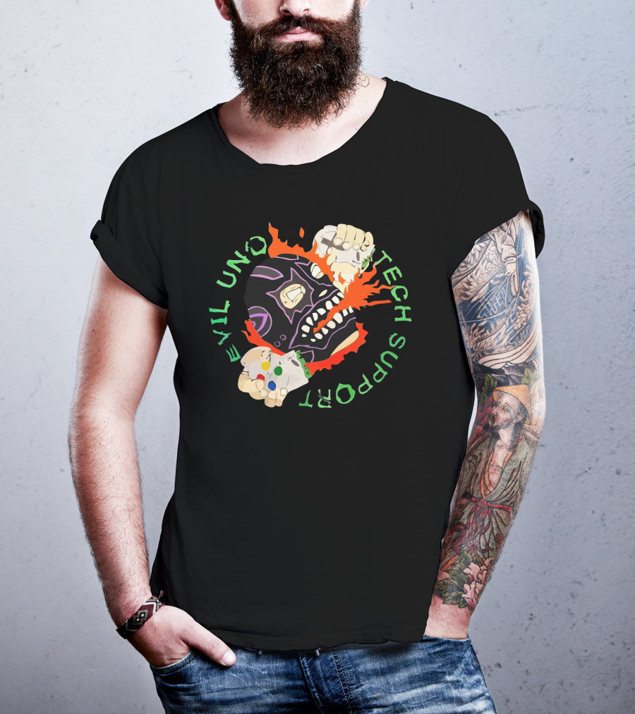 Evil Uno Tech Support AEW Mask And Game Controller T-Shirt