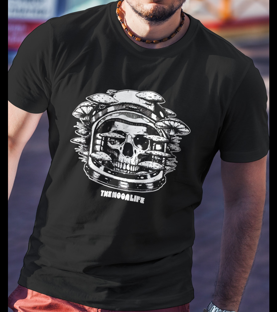 THEMOONLIFE Shrooms Of Doom Skull Astronaut T-Shirt