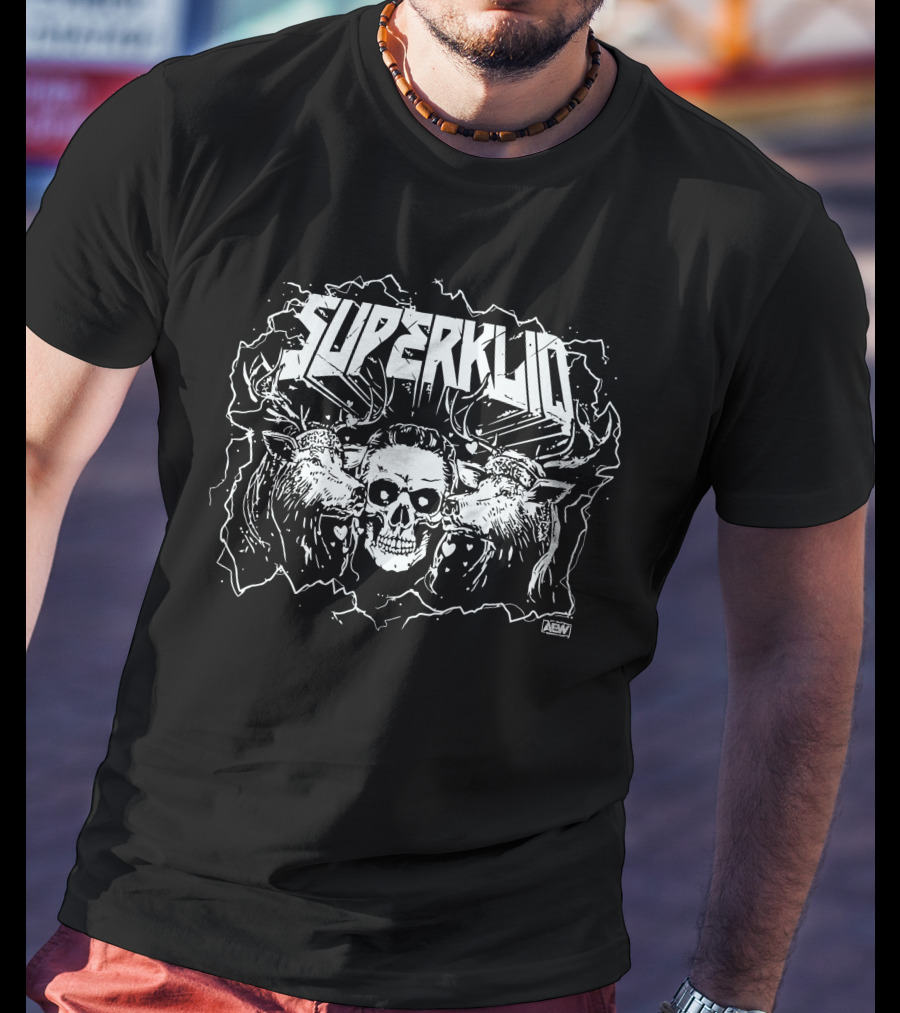 Superkliq Skull Stag AEW T-Shirt