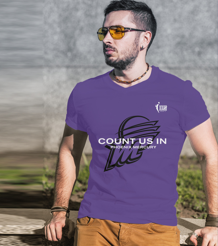 Count Us In Phoenix Mercury WNBA XXIII Logo Basketball T-Shirt