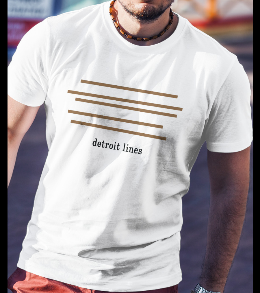 Detroit Lines Minimal Geometric Brown Stripes T-Shirt