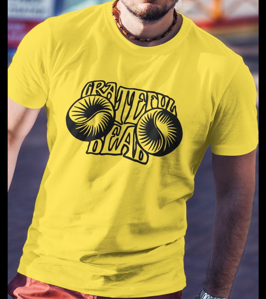 Grateful Dead Psychedelic Sunburst Yellow Background T-Shirt