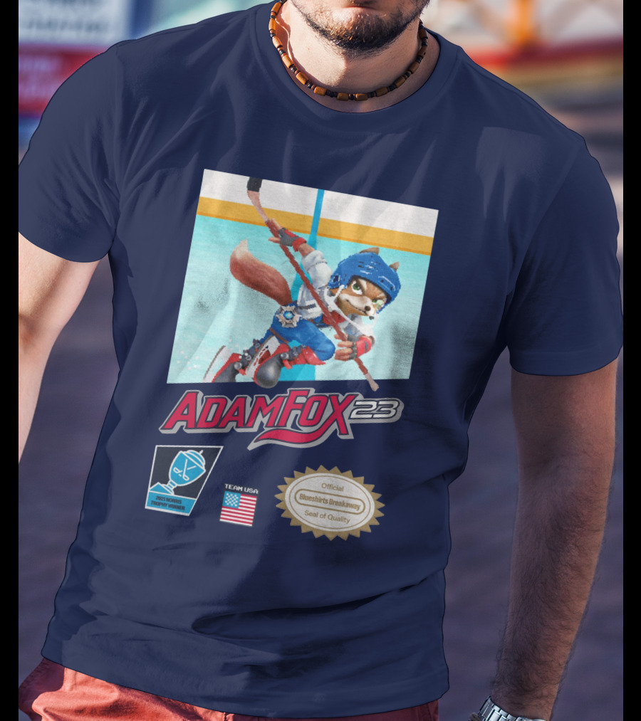 Adam Fox 23 Hockey USA Bluebirds Breakaway Seal Of Quality Team Winner T-Shirt