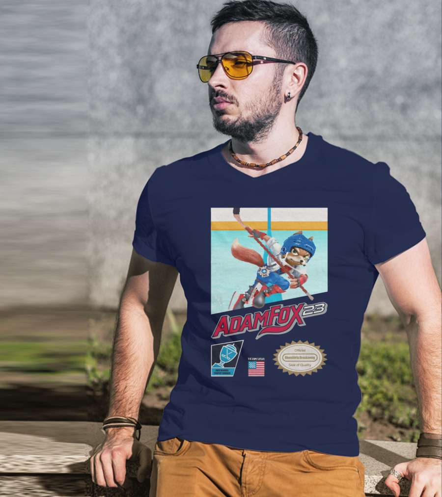 Adam Fox 23 Hockey USA Bluebirds Breakaway Seal Of Quality Team Winner T-Shirt