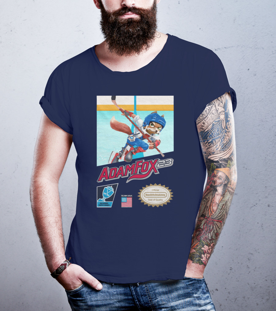 Adam Fox 23 Hockey USA Bluebirds Breakaway Seal Of Quality Team Winner T-Shirt