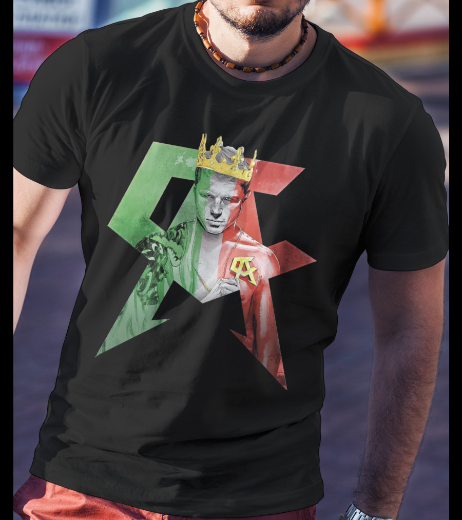 Canelo Champion King In Mexican Flag Colors With Crown And CA T-Shirt