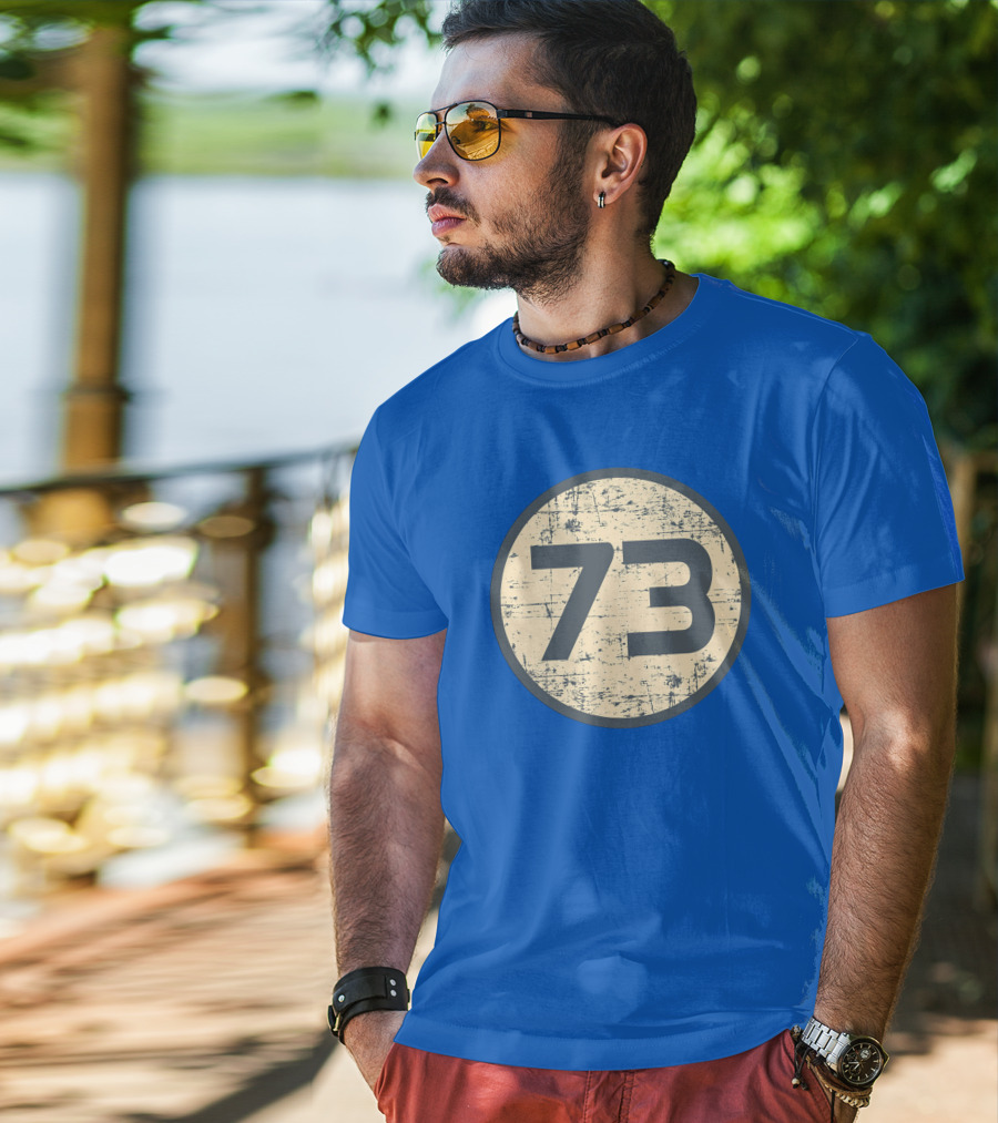 Big Bang Theory Sheldon Cooper 73 Vintage Distressed Blue Circle T-Shirt