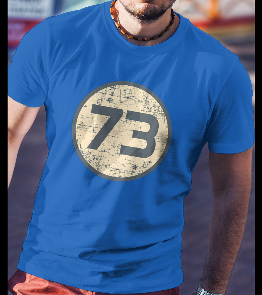 Big Bang Theory Sheldon Cooper 73 Vintage Distressed Blue Circle T-Shirt