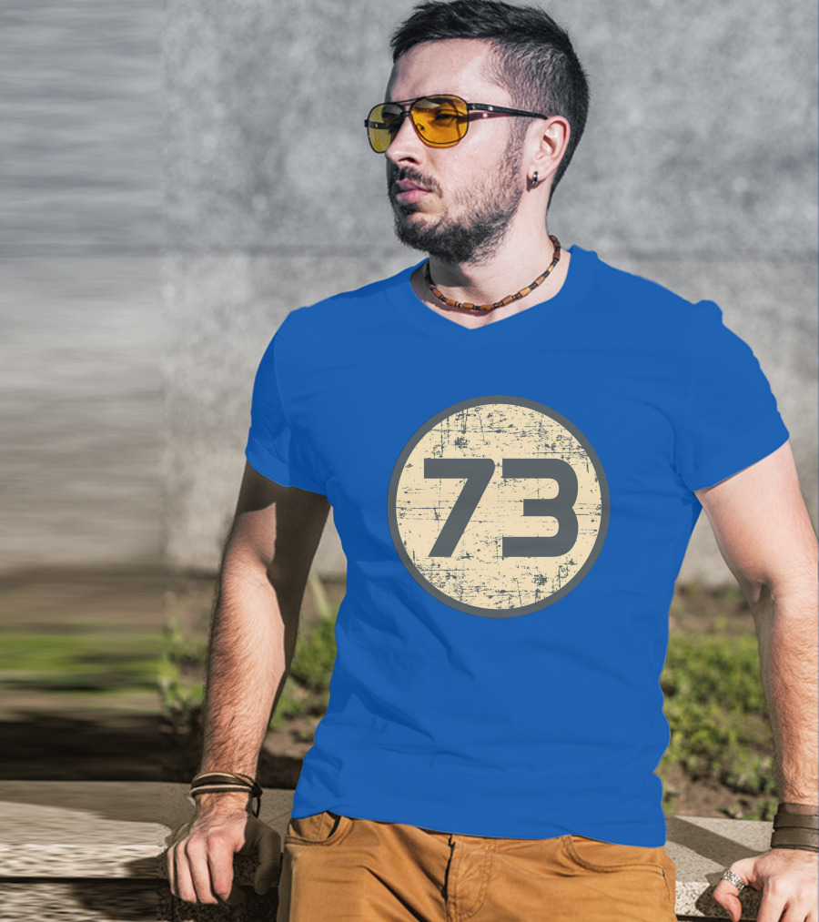 Big Bang Theory Sheldon Cooper 73 Vintage Distressed Blue Circle T-Shirt