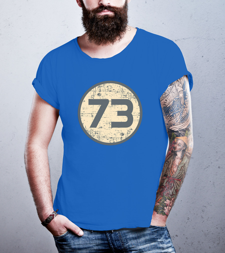 Big Bang Theory Sheldon Cooper 73 Vintage Distressed Blue Circle T-Shirt