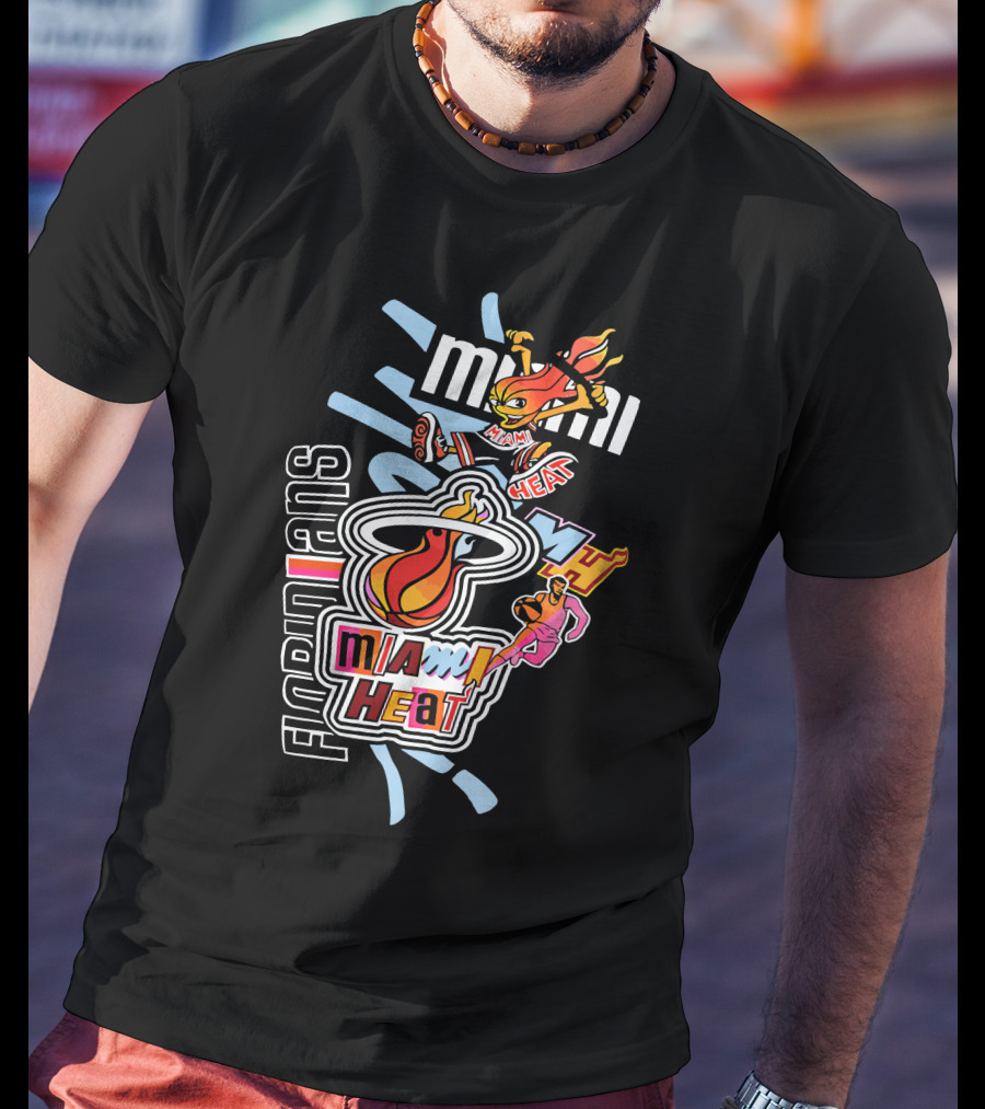 Miami Heat Basketball Mashup Midnight Madness Florida Icons T-Shirt