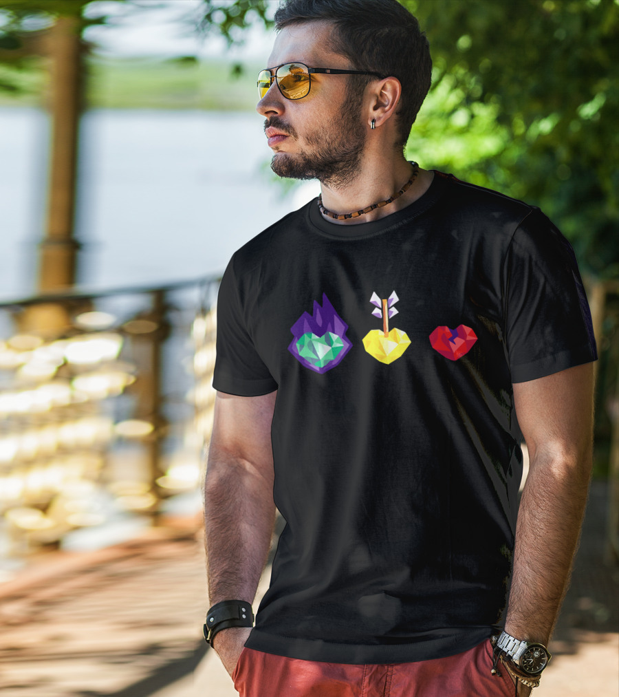 Grian 3 Lives Geometric Hearts With Flame Arrow And Broken T-Shirt