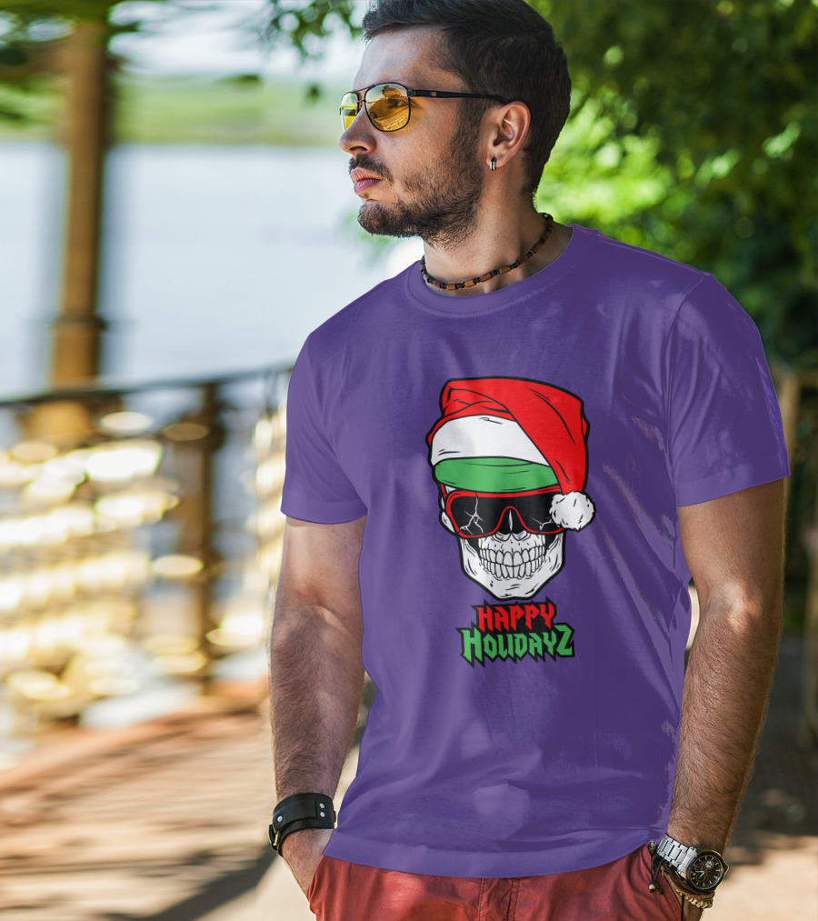 Matt Cardona Happy Holidayz Skull Santa Hat T-Shirt