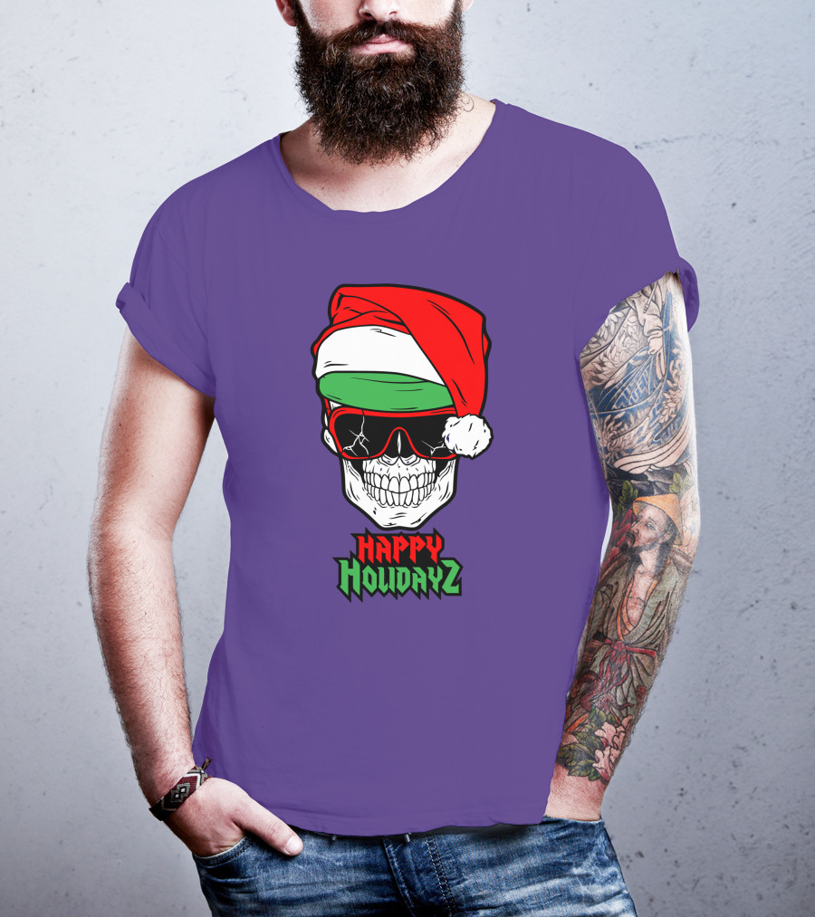 Matt Cardona Happy Holidayz Skull Santa Hat T-Shirt