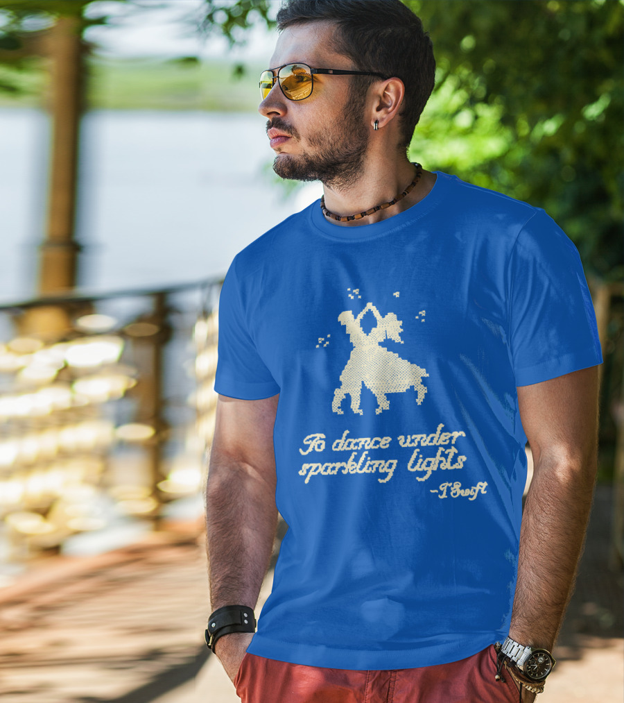 To Dance Under Sparkling Lights T Swift Christmas Tree Farm Blue T-Shirt
