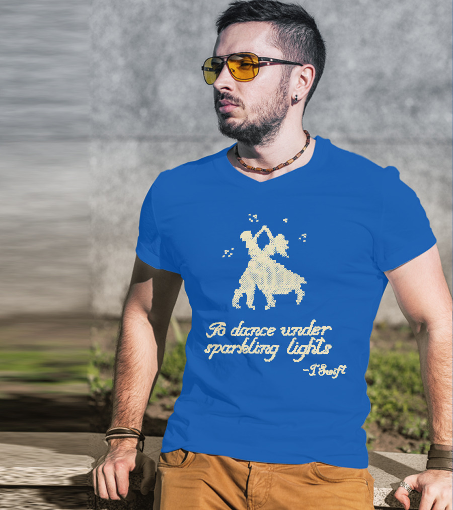 To Dance Under Sparkling Lights T Swift Christmas Tree Farm Blue T-Shirt