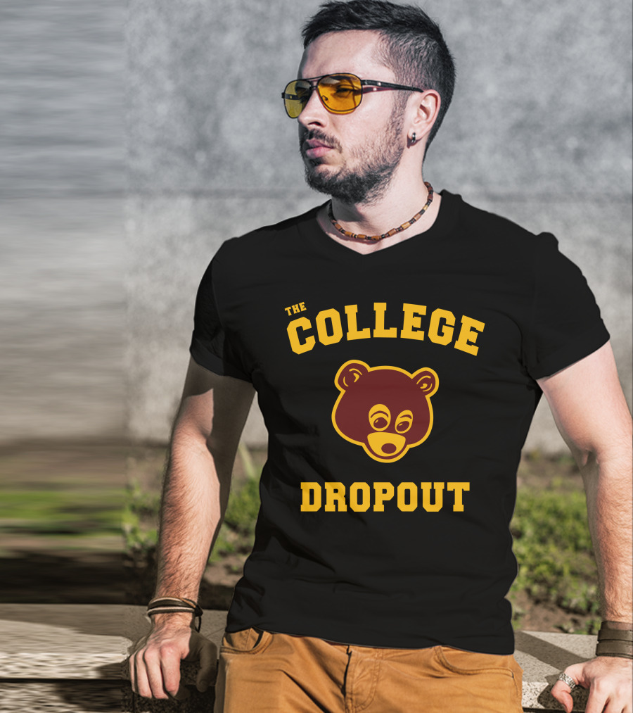 The College Dropout Bear Face Design In T-Shirt