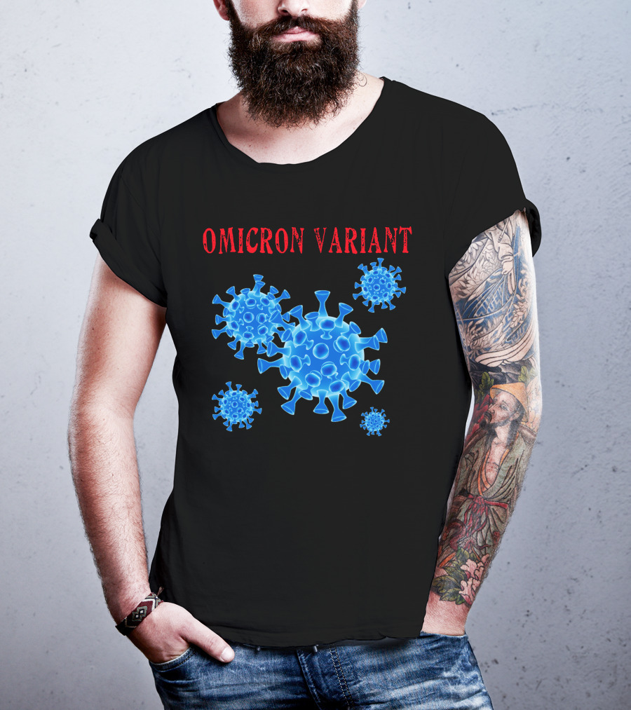 Omicron Variant Virus Graphic Blue Molecular Structure T-Shirt