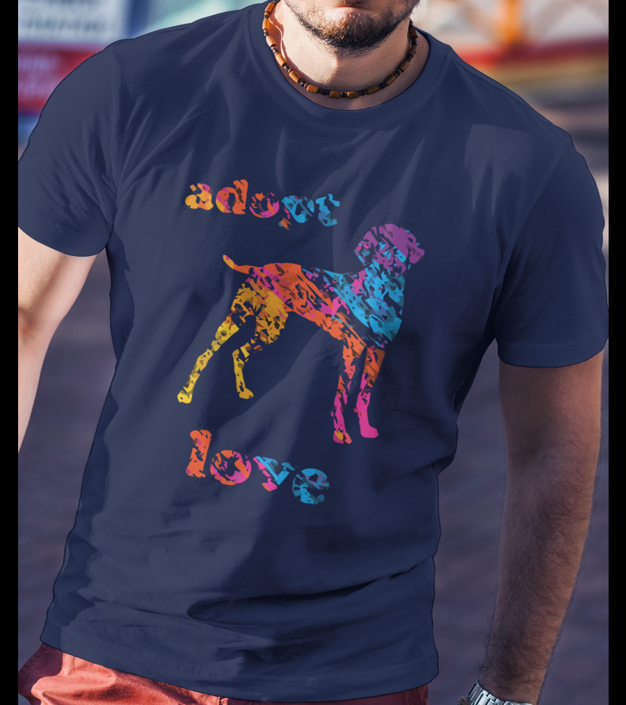 Adopt Love Rescue Dog Colorful T-Shirt