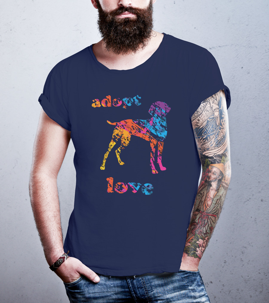 Adopt Love Rescue Dog Colorful T-Shirt
