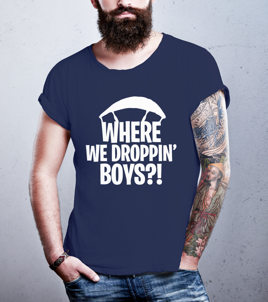 Go All Out Adult Where We Droppin' Boys Parachute T-Shirt