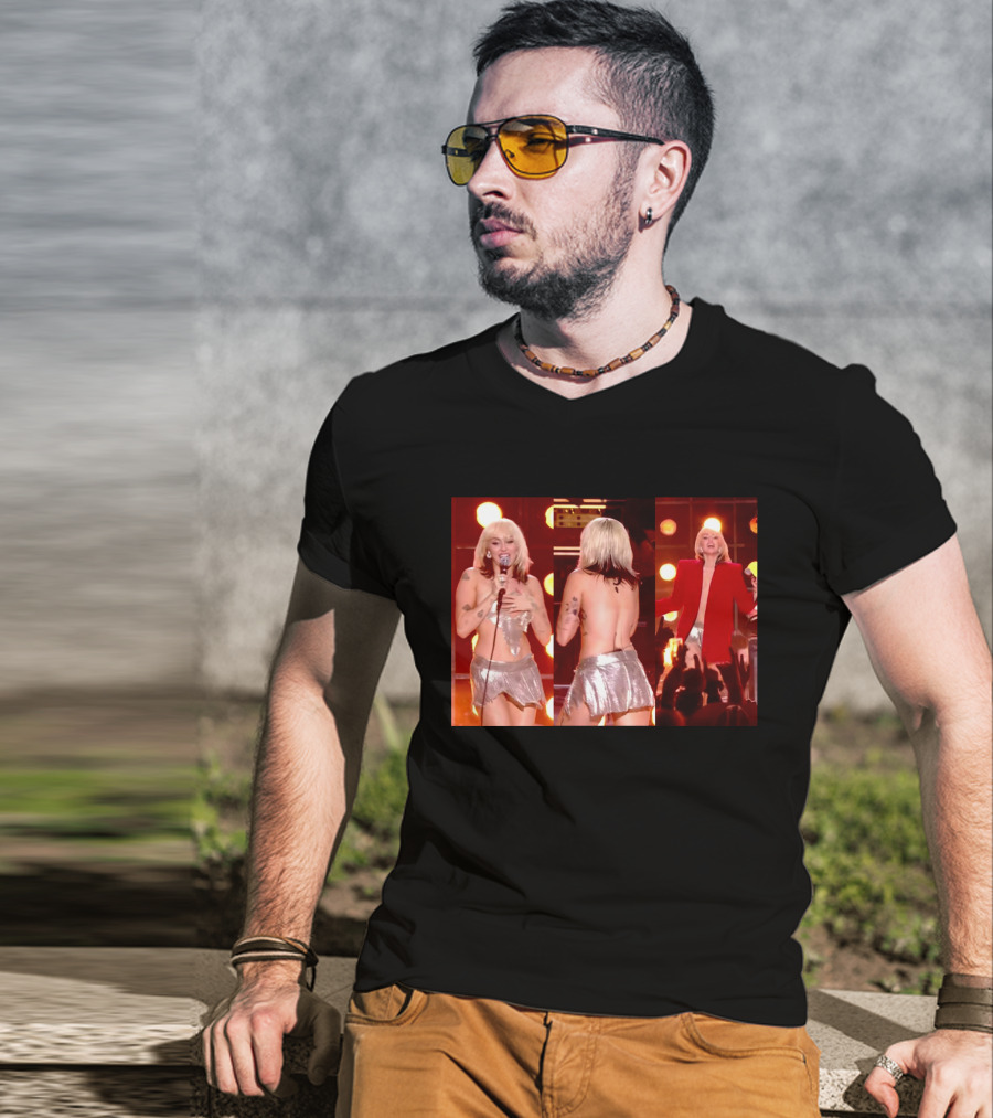 Miley Cyrus Silver Outfit Performance T-Shirt