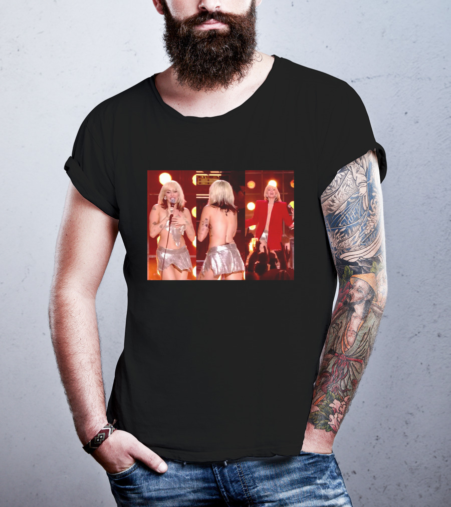 Miley Cyrus Silver Outfit Performance T-Shirt