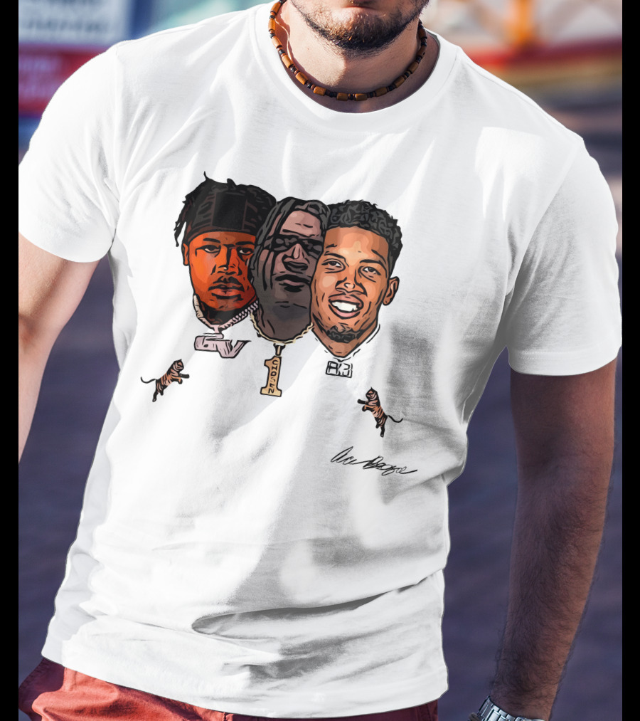 Joe Burrow Ja'Marr Chase Tee Higgins Tyler Boyd Bengals Football Faces And Chains T-Shirt